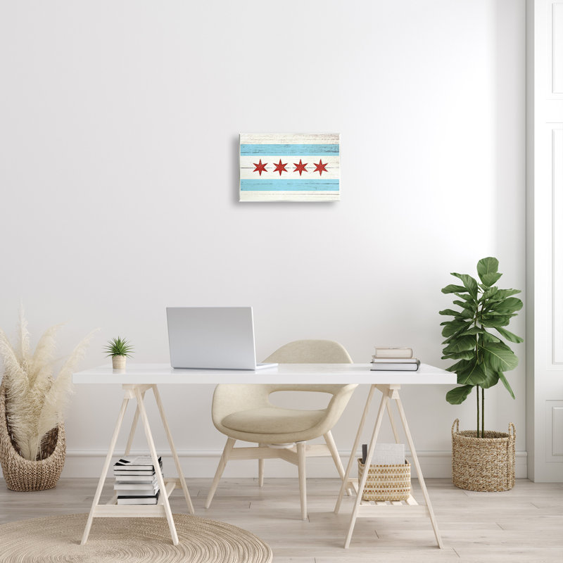 «Chicago Flag Distress Wood Look», impression, H 10 po x l 15 po