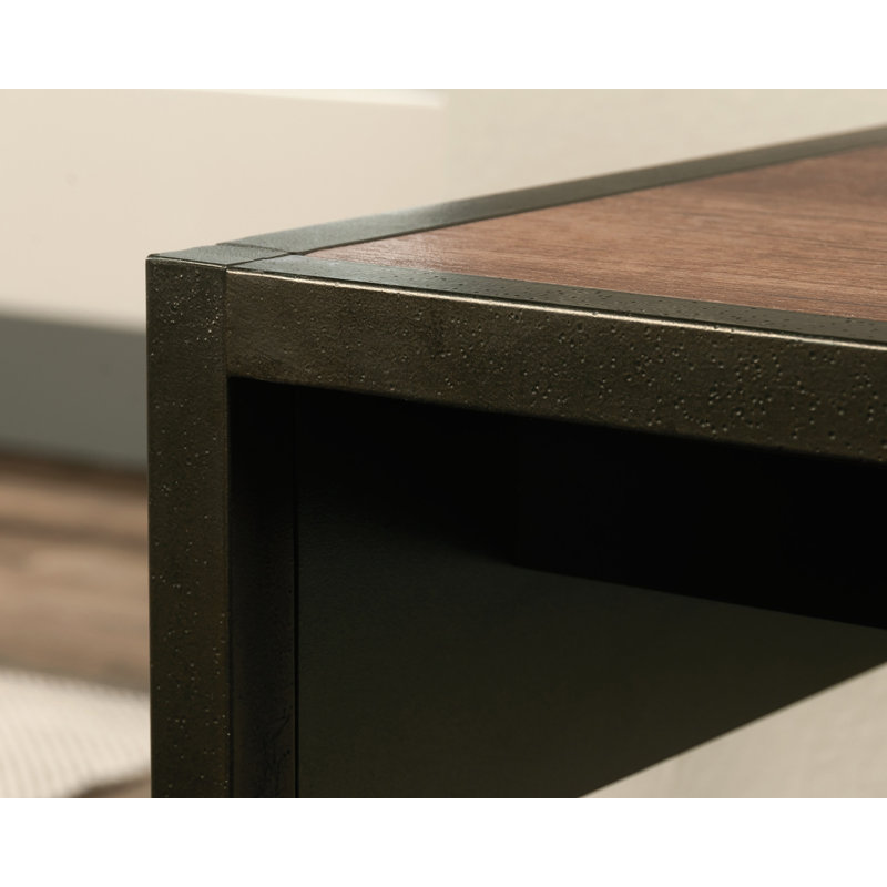 Black and Oak Wood Writing Desk with Drawer and Shelf