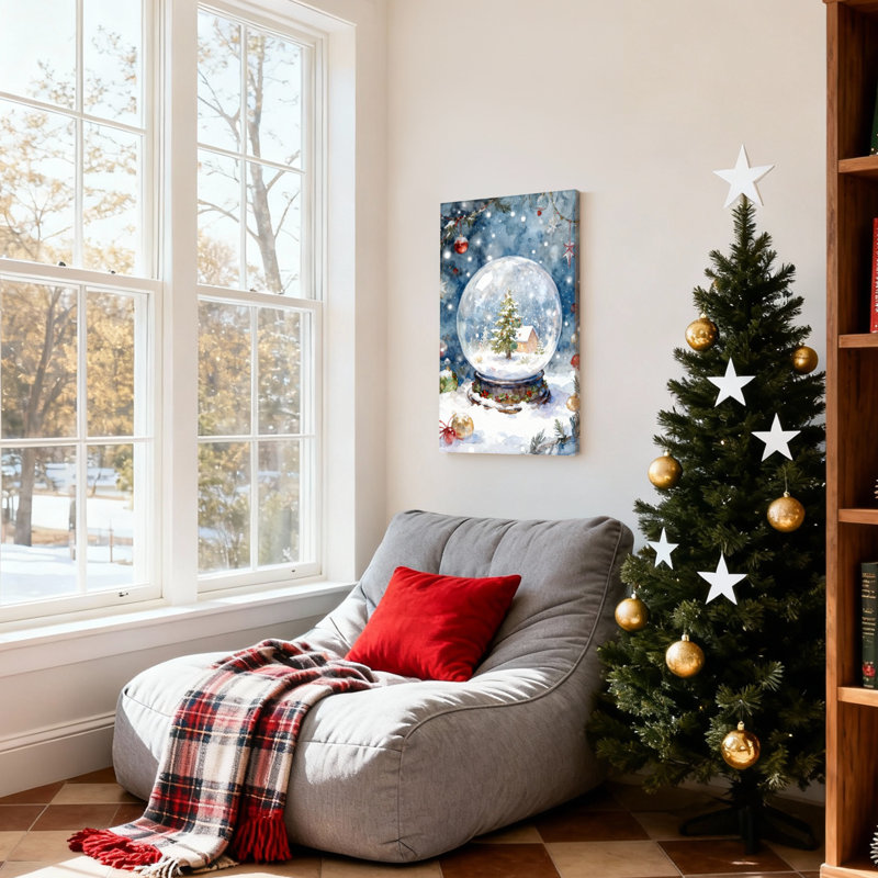 Boule de neige de Noël, ensemble de 3 impressions d'art sur toile, H 24 po x l 16 po