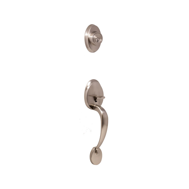 Ensemble de poignées avec pêne dormant, levier de porte et rosette, Nickel satiné