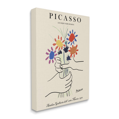 " Classical Picasso Floral Painting Hands Holding Bouquet "