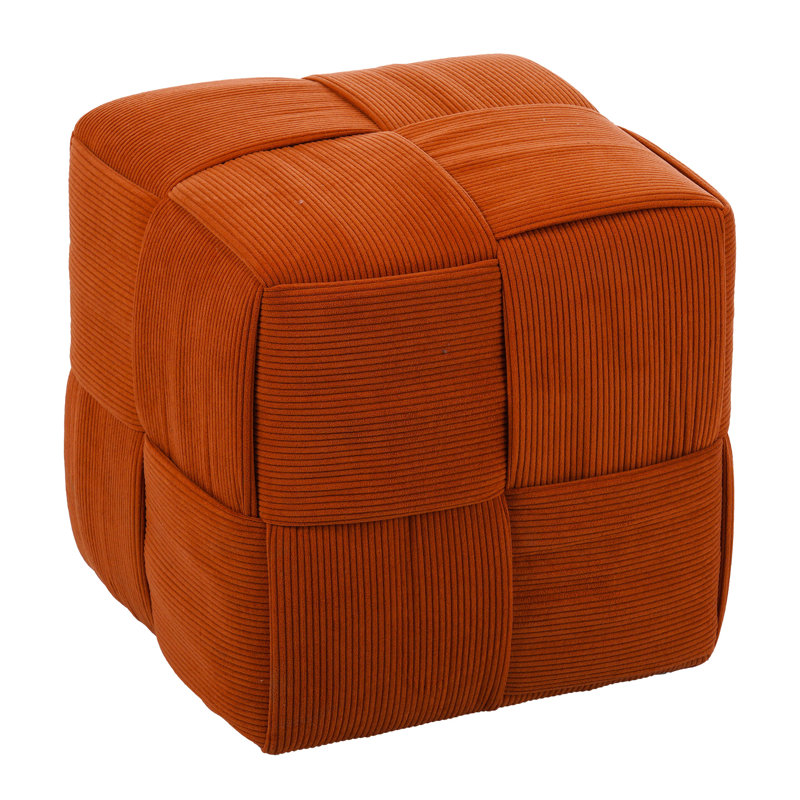 14.2'W Square Tufted Footstool Ottoman
