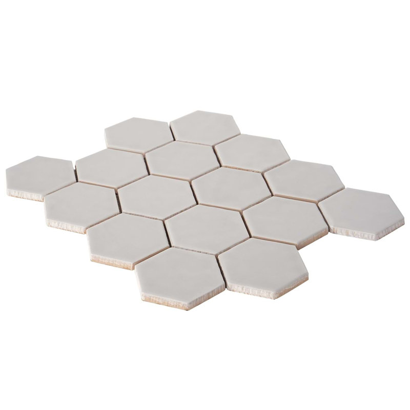 Meadowmere 3" Hexagon Matte Ceramic Tile, Cement Gray