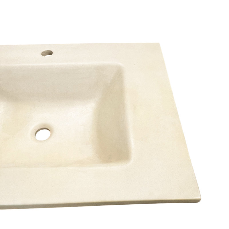 31" Cream Concrete Single Rectangular Sink Top