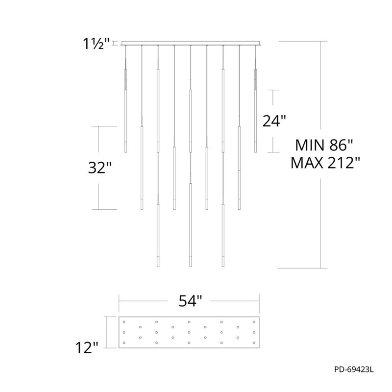 Luminaire suspendu linéaire à 23 lumières Viggo
