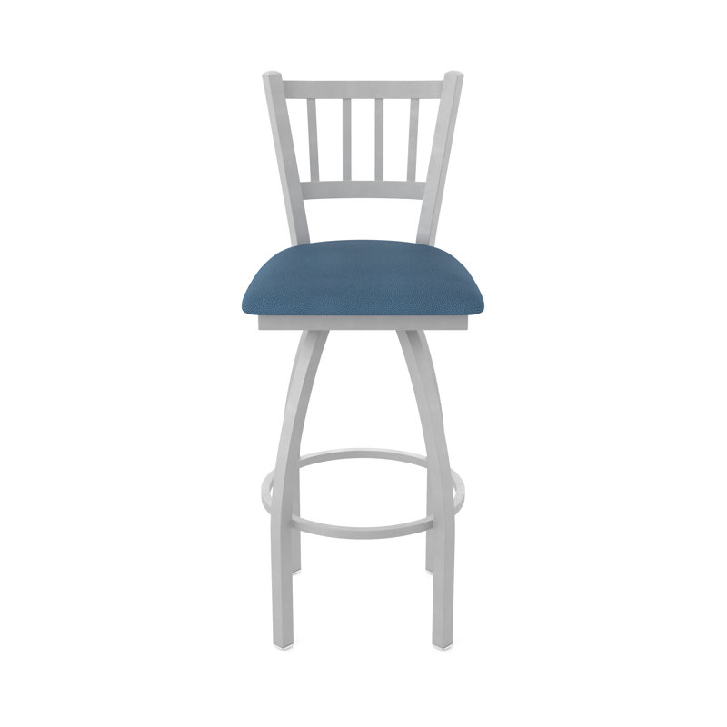 810 Contessa Swivel Stool, Vinyl-Rein Bay, Anodized Nickel, Bar Stool (30" Seat Height)