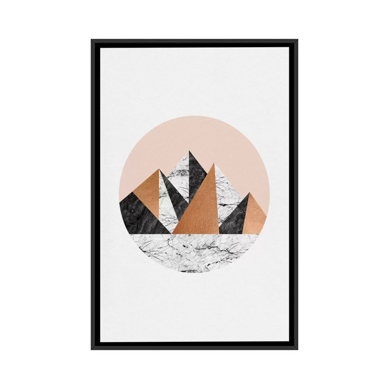 «Geo Landscape Circle», impression sur toile, H 26 po x l 18 po x P 1,5 po, Toile encadrée noire, Pas de tapis