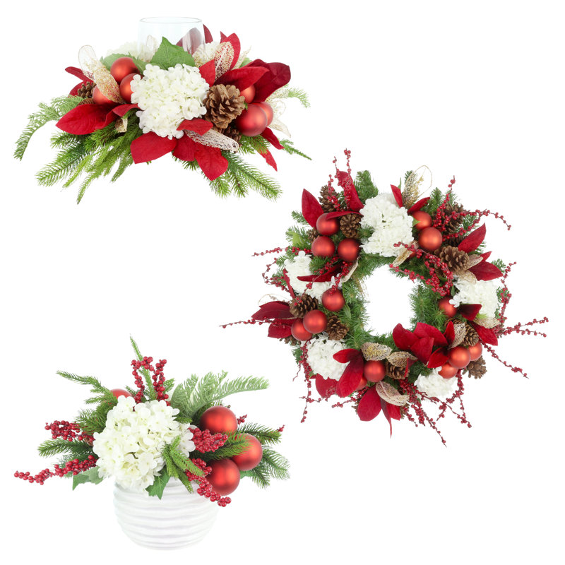 26" Holiday Wreath, Candle Holder and Centerpiece