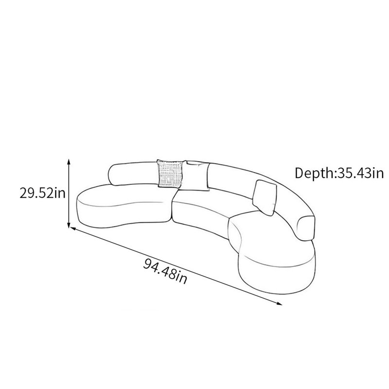Canapé de loisir nordique luxueux, Café, 4, H 29,52 po x l 94,48 po x P 35,43 po