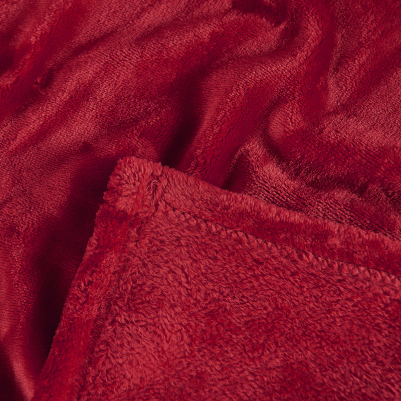  Couverture en flanelle de Noël de couleur unie, Rouge, Grand