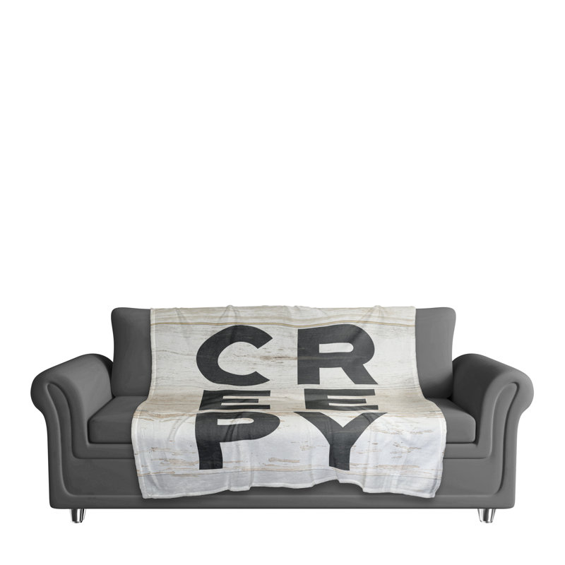 Creepy Halloween Beige and Black Fleece Throw Blanket