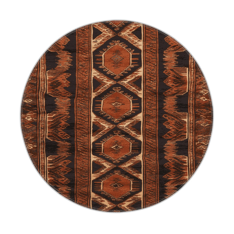 Tapis turc intérieur et extérieur brun, Rond 5 pi