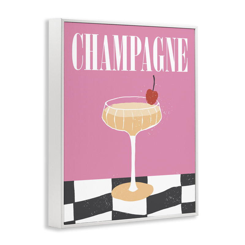  Champagne avec art giclée cerise par House of Lulu, H 30 po x l 24 po, Giclée encadrée blanc bord de mer