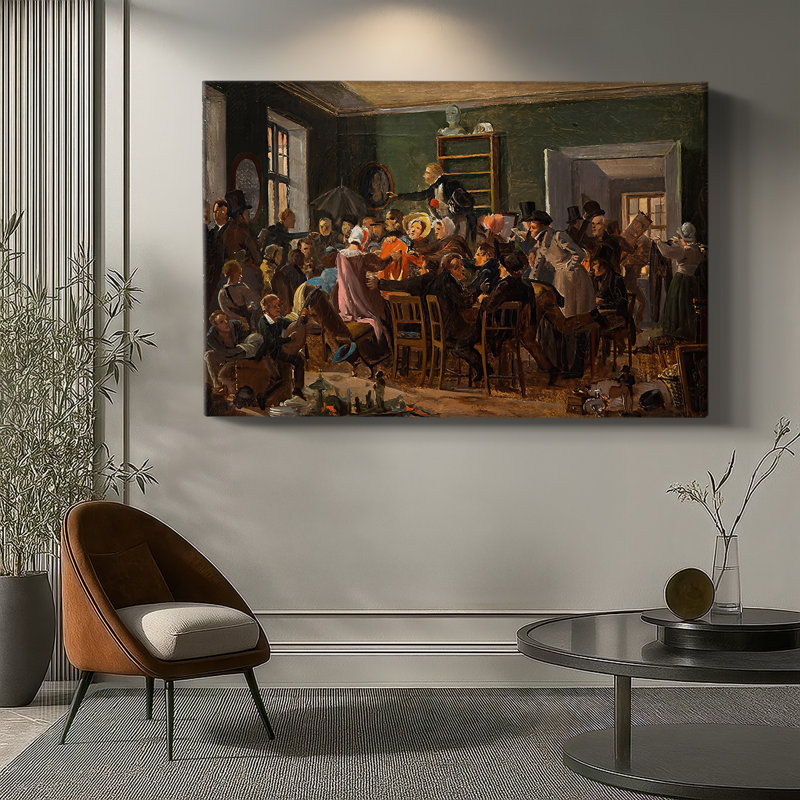 Scène du «Montanus Érasme» de Holberg - Wilmel Marstrand - Toile tendue avec châssis - 1843, 18 x 27