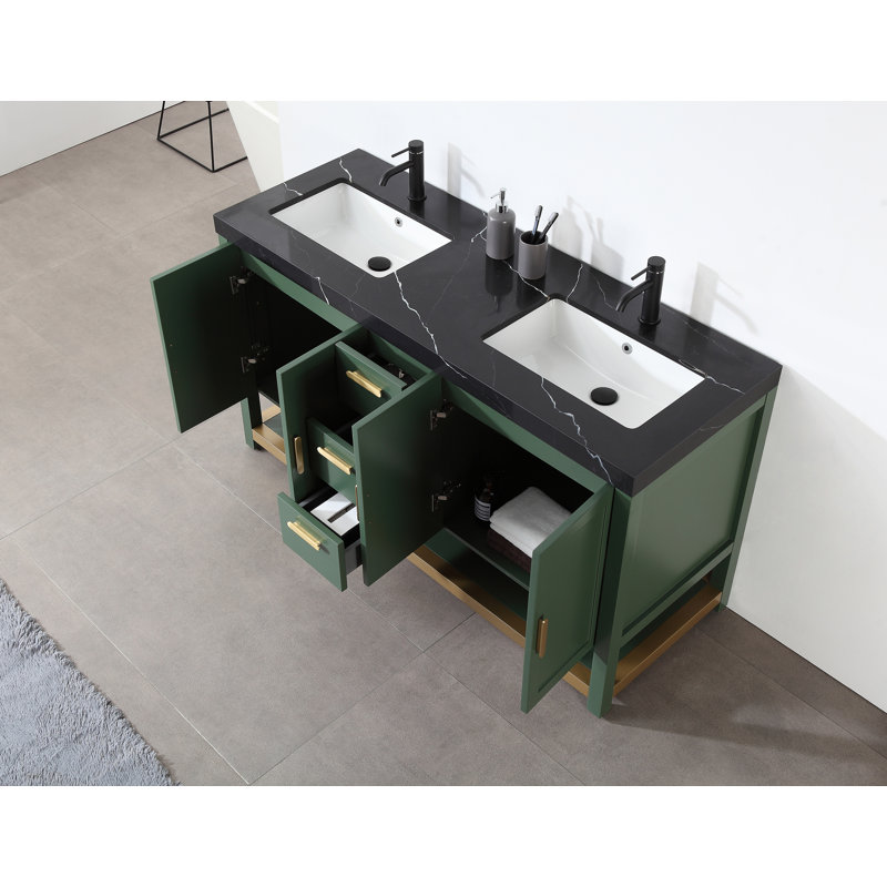 Winchester 60” W Double Vanity, Black, Forest Green