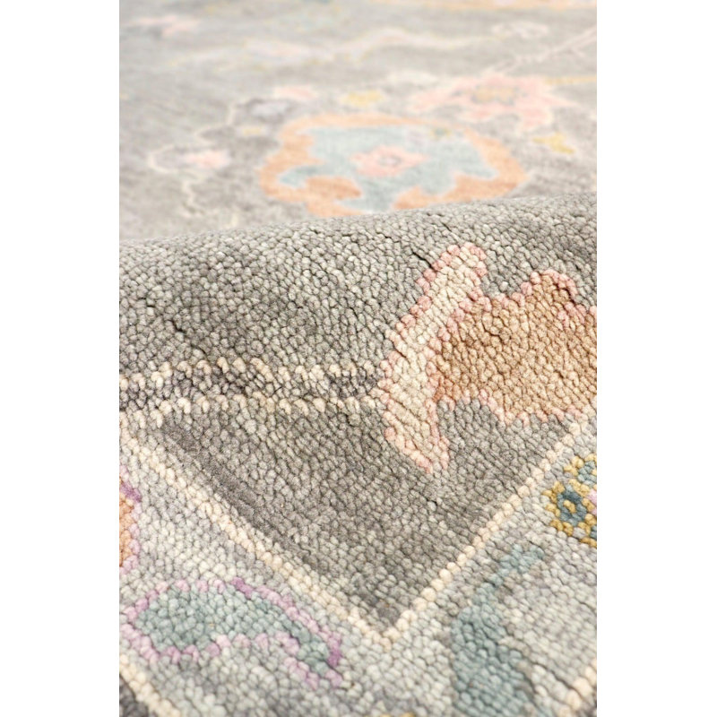 Canvello Oushak Hand-Knotted Silver Wool Area Rug- 9'10" X 13'9", Rectangle 9'10" x 13'9"