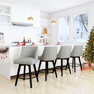 Loriell Swivel Bar & Counter Stools with Solid Wood Frame