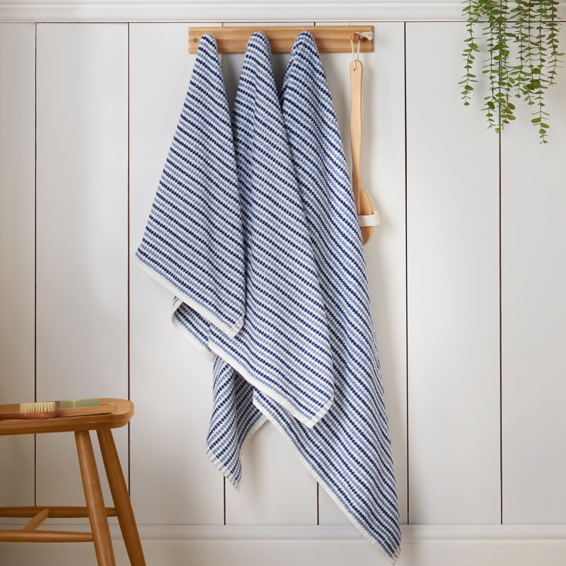 Rice Weave Stripe Cotton Bath Sheet, Grey