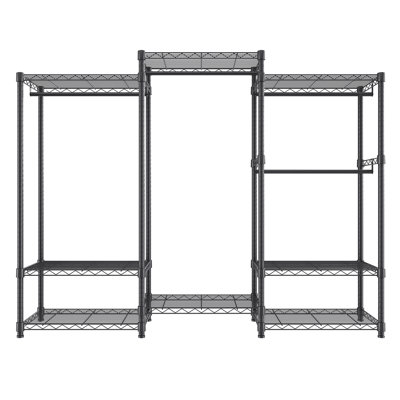 Portant à vêtements robuste, portemanteaux à vêtements roulants avec 4 tringles et 8 niveaux de rangement, portemanteau ajustable sur mesure, garde-robe autoportante pour suspendre les vêtements, capacité de charge de 800 lb