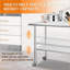 Tables de salle à manger | Mesa de Comedor | Table en acier inoxydable 24 po x 60 po, tablette inférieure ajustable, maison / commercial / extérieur | Argent brossé