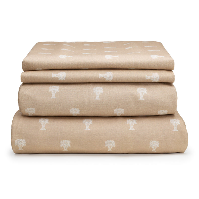 Wheat Print.100% Cotton sheet set, King, Linen