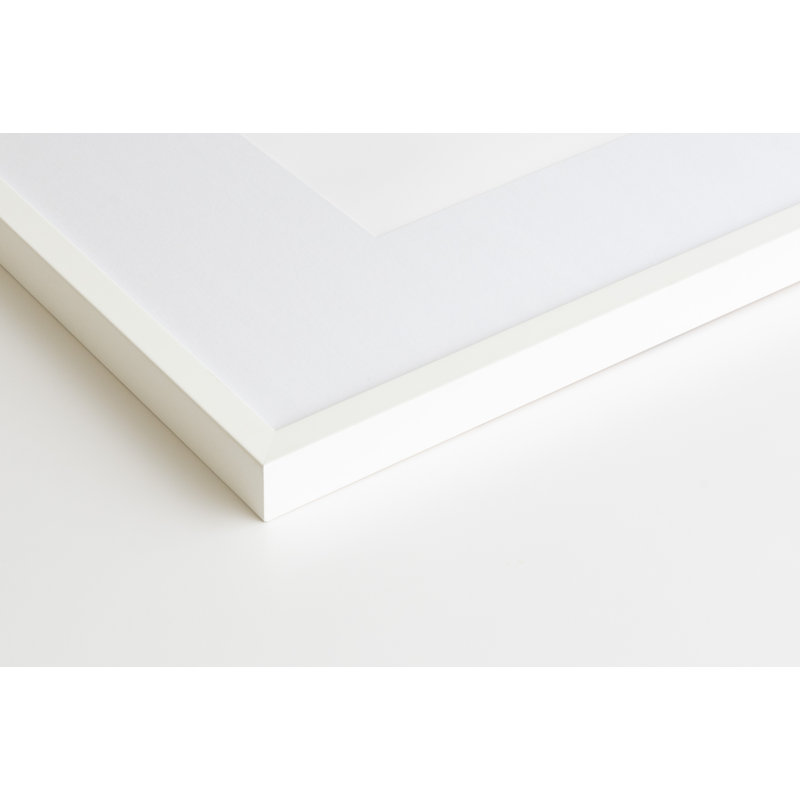 Capullo Wood Matte Picture Frame with Mat, White, 8" x 10", 16" x 20"