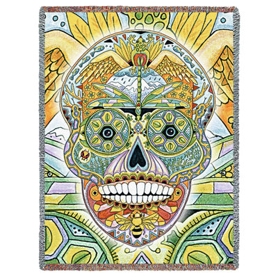 Pure Country Weavers Sugar Skull Blanket - Animal Spirits Totem by Sue Coccia - Gift Tapestry Throw Woven from Cotton - Made in The USA (72x54)