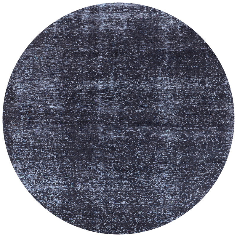 Tapis abstrait bleu foncé Huckins, Rond 7 pi