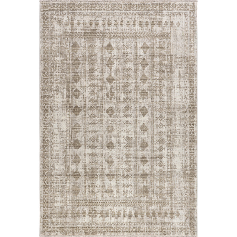 Tapis à motif géométrique à franges Saturays, Rectangle 9 pi x 12 pi