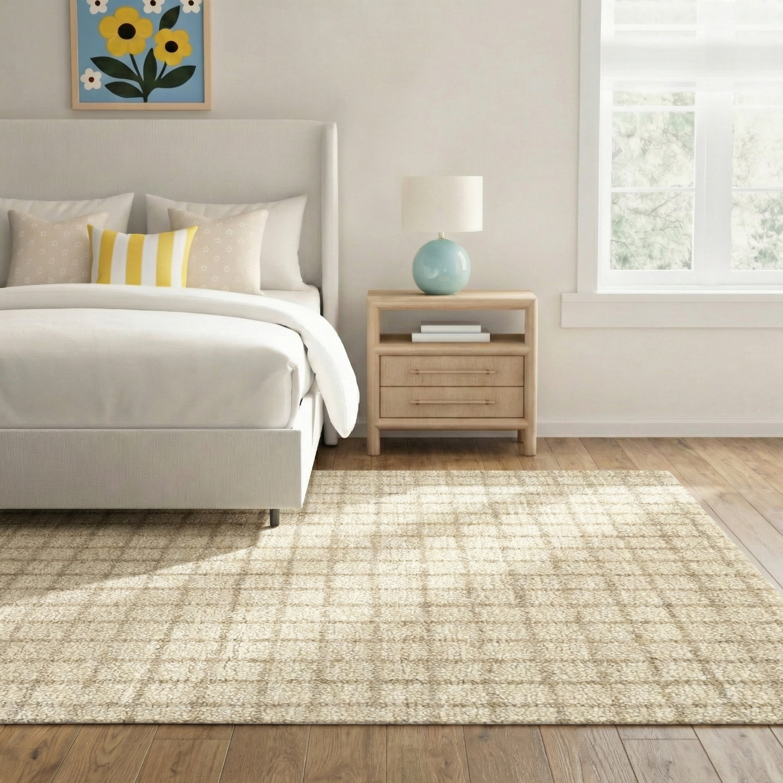 Conall Natural Hand Micro Hooked Wool Rug, Rectangle 2' x 3'