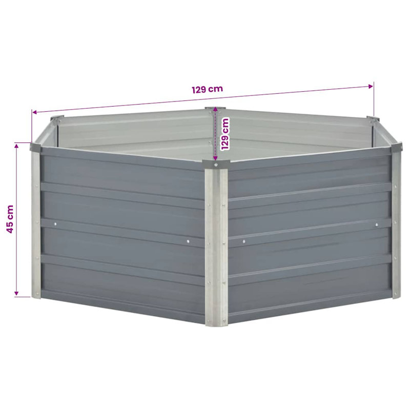 vidaXL Raised Garden Bed Grey Galvanized Steel 50.8x50.8x17.7 in