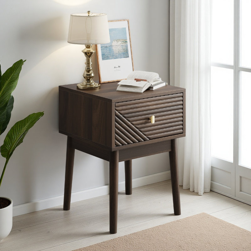 Ensemble de 2 pièces de table de chevet avec poignées en métal de style médiéval-moderne, ensemble de 2 pièces 15,75 po x 15,75 po x 21,65 po