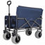Chariot pliant 3 en 1 avec siège de banc - capacité de 500 lb, pneus de plage 9 po x 4 po pour le camping et la plage, bleu foncé-123510029