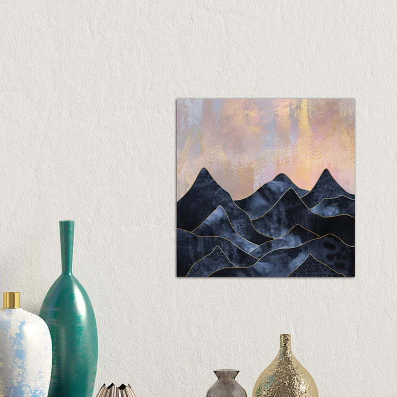 Mountainscape I - Print on Canvas, 45.72 cm H x 45.72 cm W, White Picture Framed