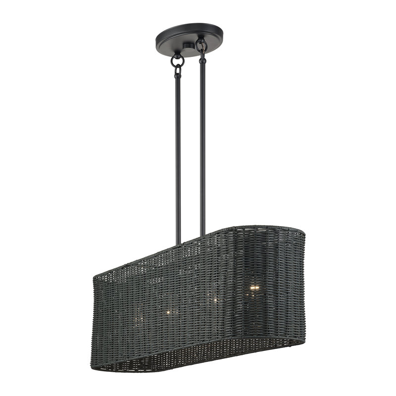 Grand lustre linéaire noir 4 lumières Weavington, Quatre lumières, H 19 po x l 36 po x P 7,75 po