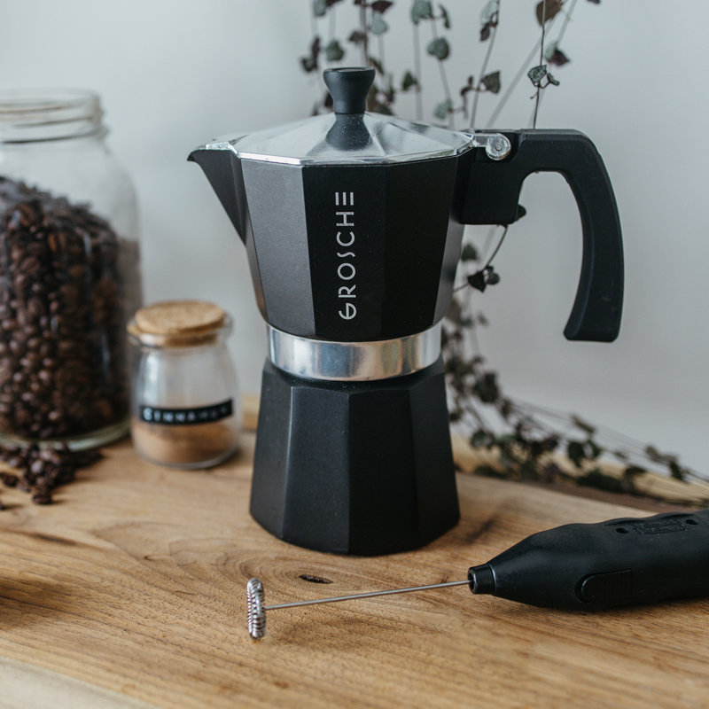 Grosche Milano Stovetop Espresso Maker, Black, 9 Shots