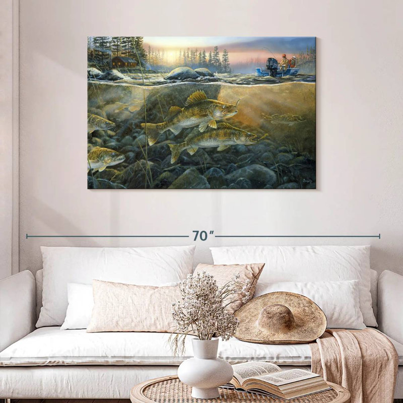 Brampt Walleyes On The Rocks, 30" H x 45" W