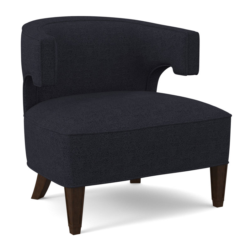 Chaise Laurel, Noyer noir, 100 % polyester bleu marine Venise