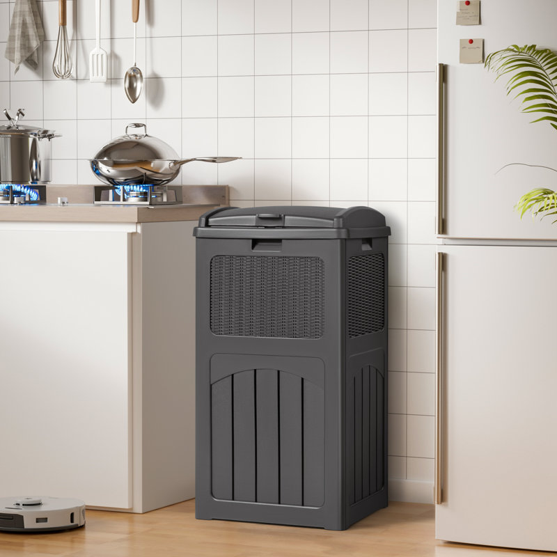 Poubelle à couvercle manuel 32 gallons Devoko, Gris