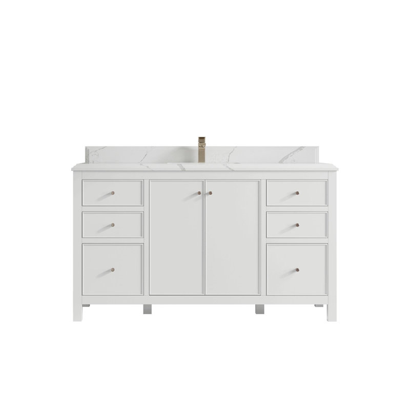 Ensemble de meuble-lavabo simple 60 po Chicago, Calacatta Laza