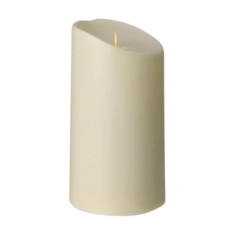 Bougie pilier d'extérieur crème, H 7 po x l 3,75 po x P 3,75 po