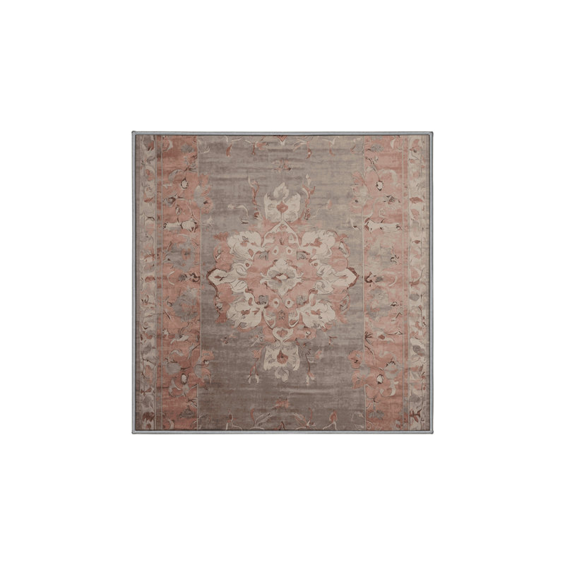 Tapis gris soyeux et moelleux, Carré 5 pi