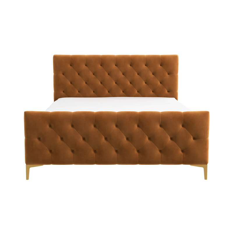 Structure de lit Bailey Queen Mid-Century, Brun
