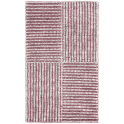 Isatou Hand Woven Wool/Cotton Striped Rug in Red/Ivory