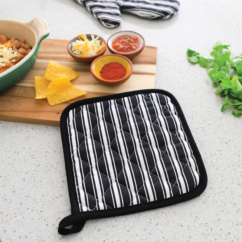 Better Houseware Striped Cotton Potholder, Black