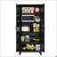 Armoire de rangement en métal durable avec tablettes réglables et portes galbées, pour des espaces de vie organisés-1850703594