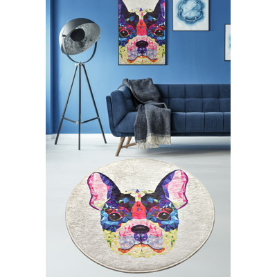Stylish Round Area Rug, 47.2 Inches, 100% Polyester | 0.16 Inch Pile Height, Antibacterial, Non-Slip Backing | Machine Washable, Quick-Dry, Perfect for Living Room, Bedroom, and Dining Areas, Elegant Design