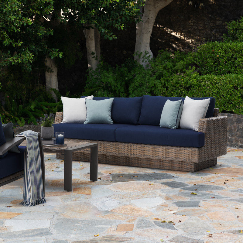 Jorolf Outdoor 3 - Seat Patio Sofa, Honey, Blue