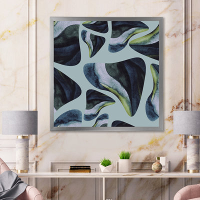 Éléments décoratifs organiques sur fond bleu - reproduction d'art moderne sur toile