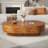 43.7'' Handcrafted Burl Wood Oval Coffee Table with Sturdy Pedestal, Mid-Century Modern Solid Wood Coffee Table for Living Room-9108753